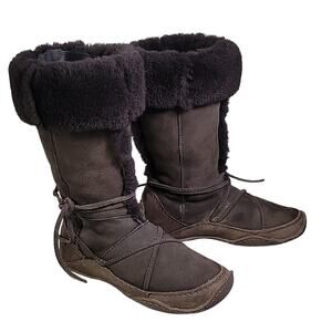 Sorel Kaska Winter Fold Over Option Brown Leather Boots Womens Size 6